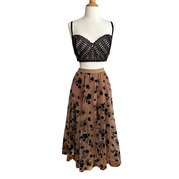 CHICWISH 3D Mesh Tulle Velvet Floral MIDI Skirt Fairycore Whimigoth Size 2XL-3XL - Picture 3 of 16